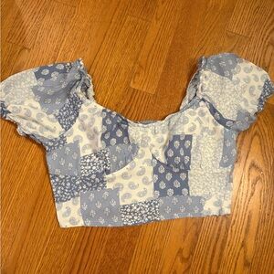 Hollister Blue Patchwork Blouse